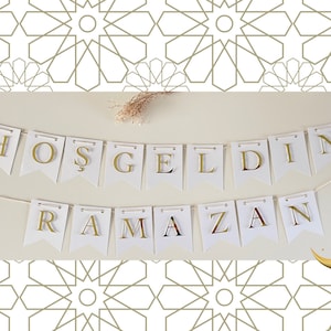 Ramadan Garland, Wall decoration of Ramadan, Hoşgeldin Ramazan Handmade Banner, Ramadan Mubarak