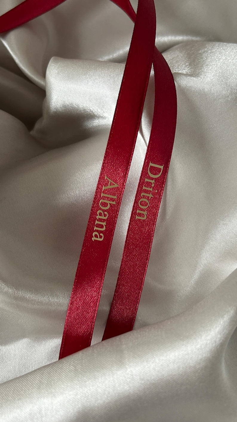 Personalized Satin Ribbon for Engagement, Söz Kurdelesi Dark Red