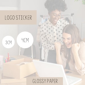Logostickers op glanzend papier, etiketten voor kleine bedrijven voor verpakking, 3 cm, 4 cm rond of vierkant