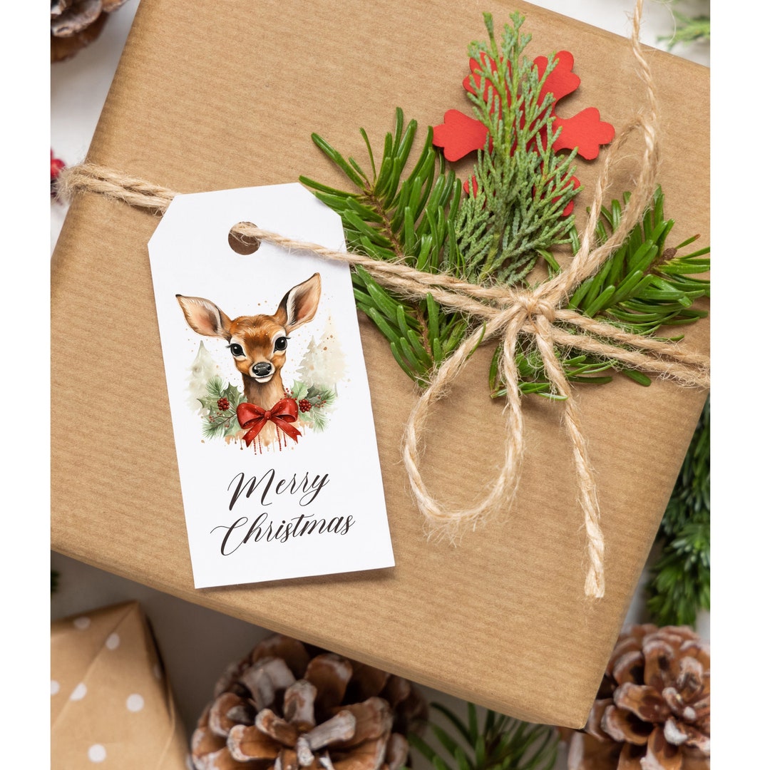 Printable Reindeer Christmas Tag, Custom Gift Tag, Holiday Gift Tag ...