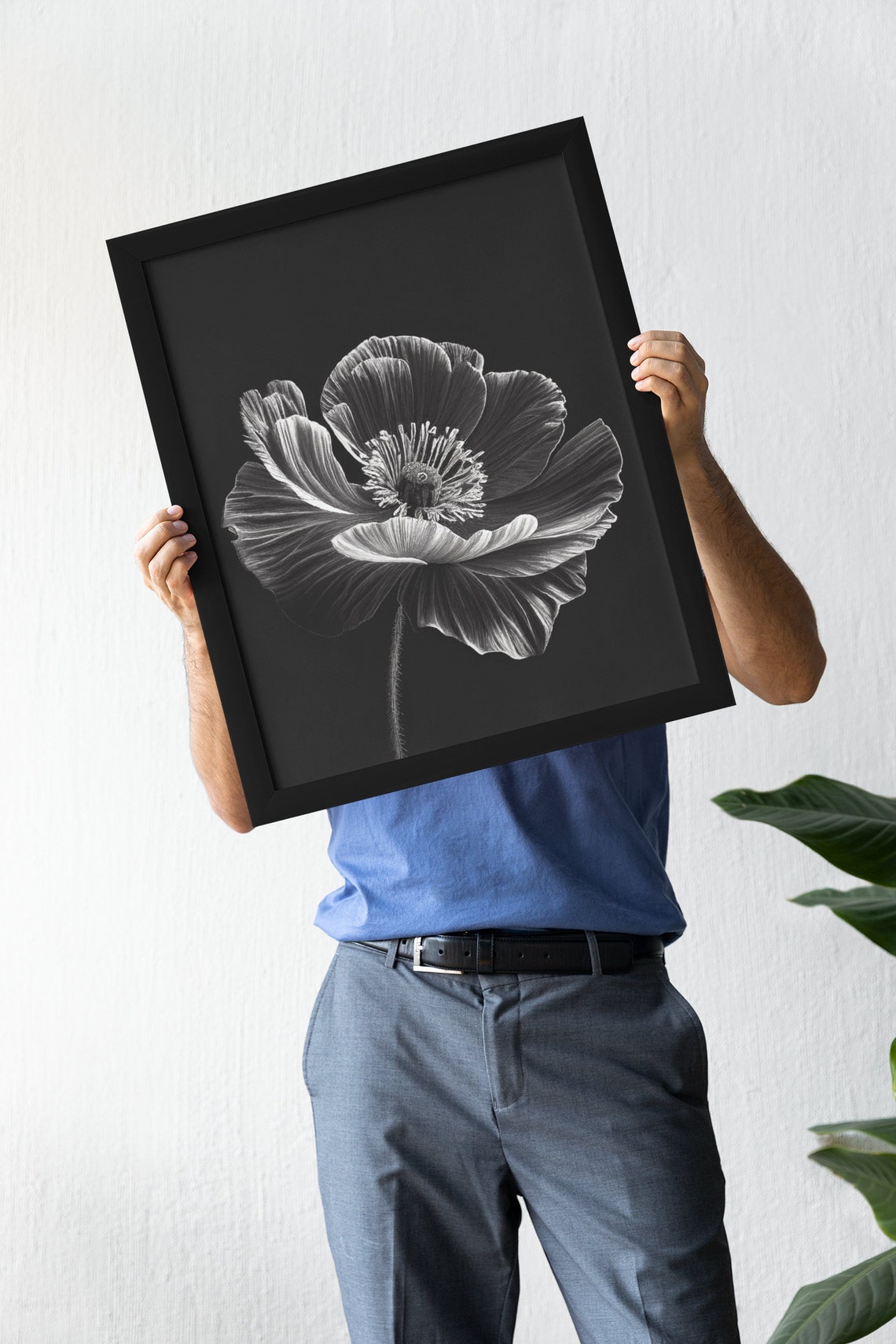 POPPY POWER Black and White Poppy as Digital Download, Printable ...