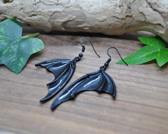 Boucles d'oreilles ailes de chauve-souris, gothique - bijoux vampire, ailes noires, fantaisie