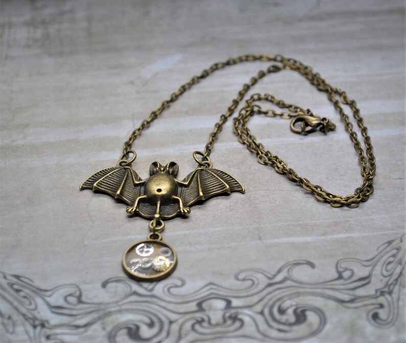Bat necklace gothic meets steampunk