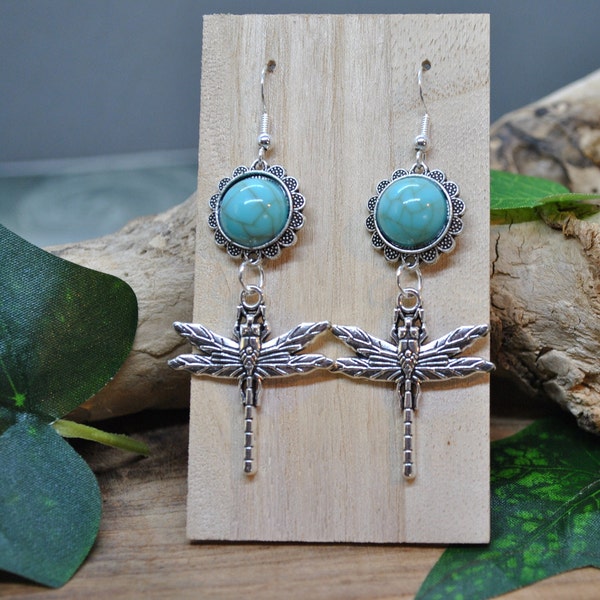 Libellen Ohrringe, böhmisches Design, Einzelstück, Dragonfly, Steampunk