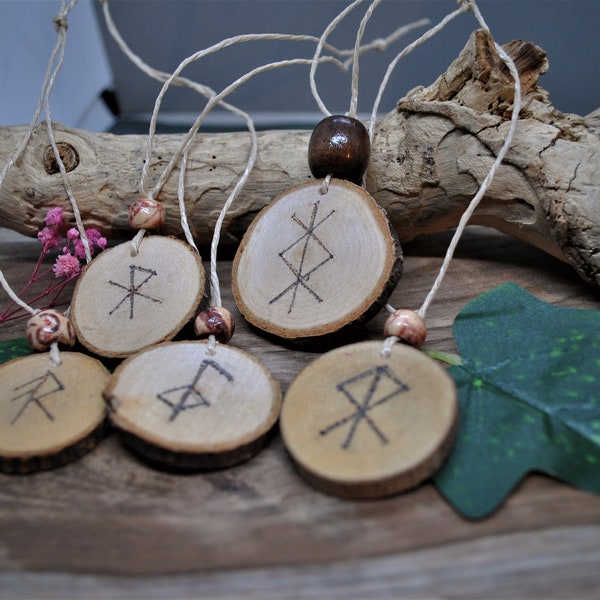 Binderunen, Schutzamulett. Talisman, Wikinger Runen, Glücksbringer, Holz Amulett