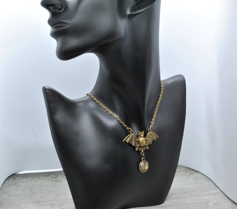 Bat necklace gothic meets steampunk