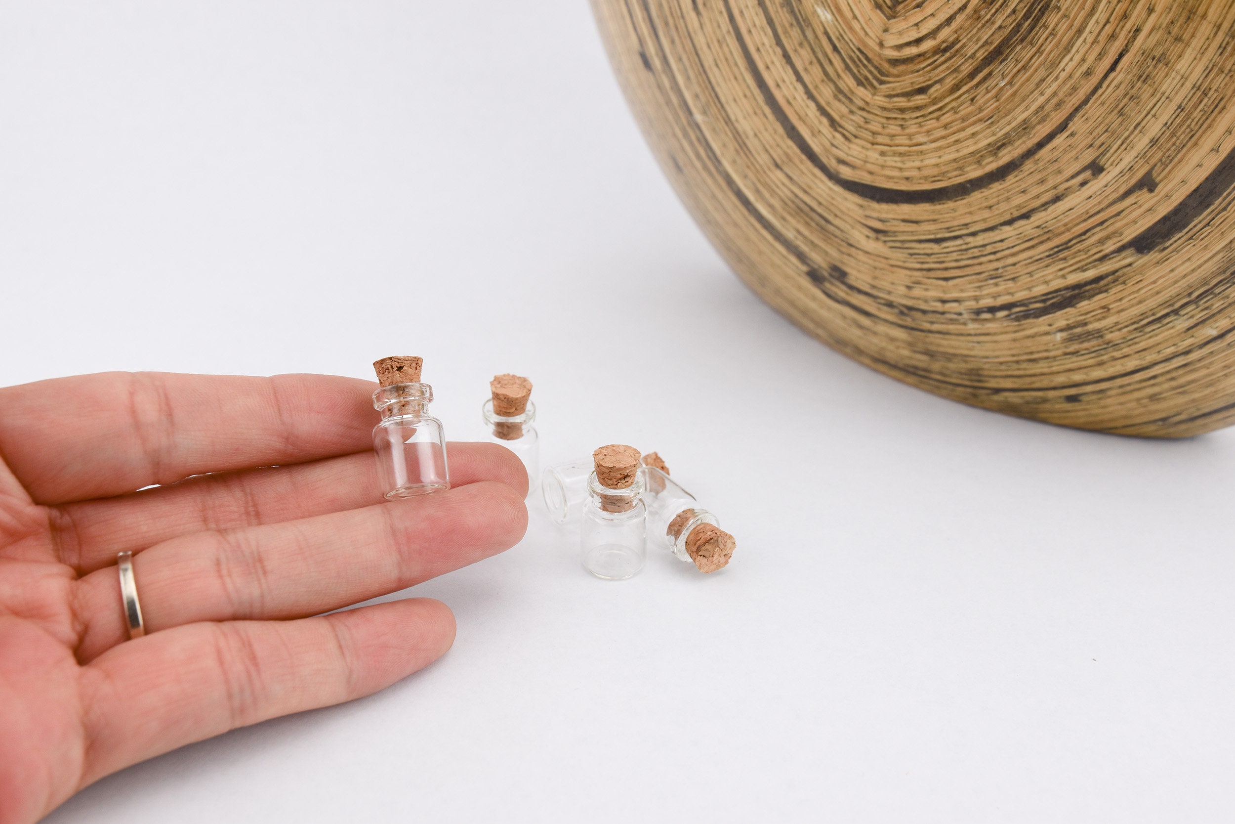 0.5ml Tiny Glass Bottle with Cork Small 0.71” high x 0.47” diameter v…