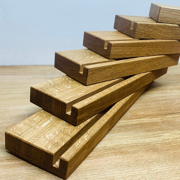 Oak Glass Display Stands - Available in Multiple Sizes & Lengths 5-30cm