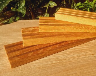 Oak Glass Display Stands | Triple Slot - Available in Multiple Sizes & Lengths 15-30cm