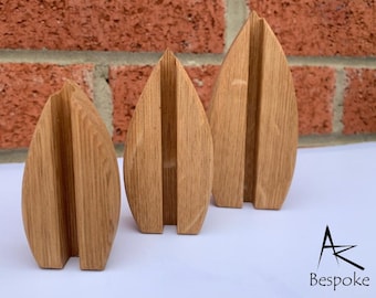 Slender Slotted Boats | Oak Glass Display Stands - Available in Multiple Lengths 7, 8 & 10cm (Custom On Request)