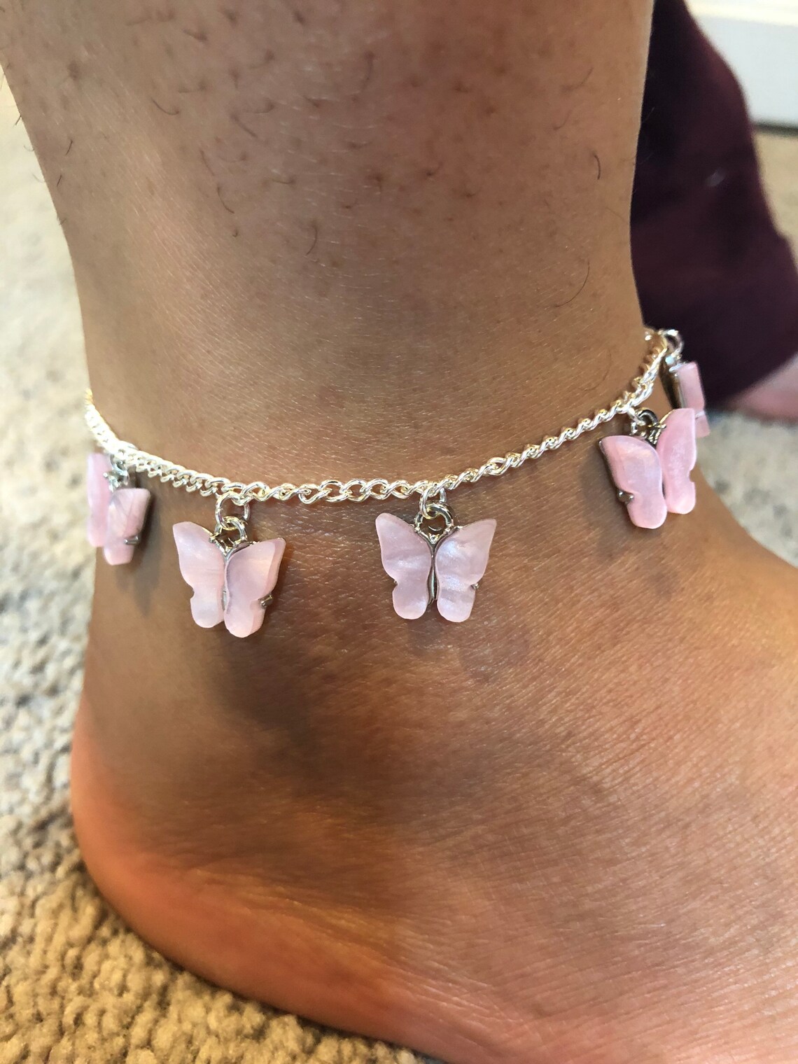 butterfly silver anklet
