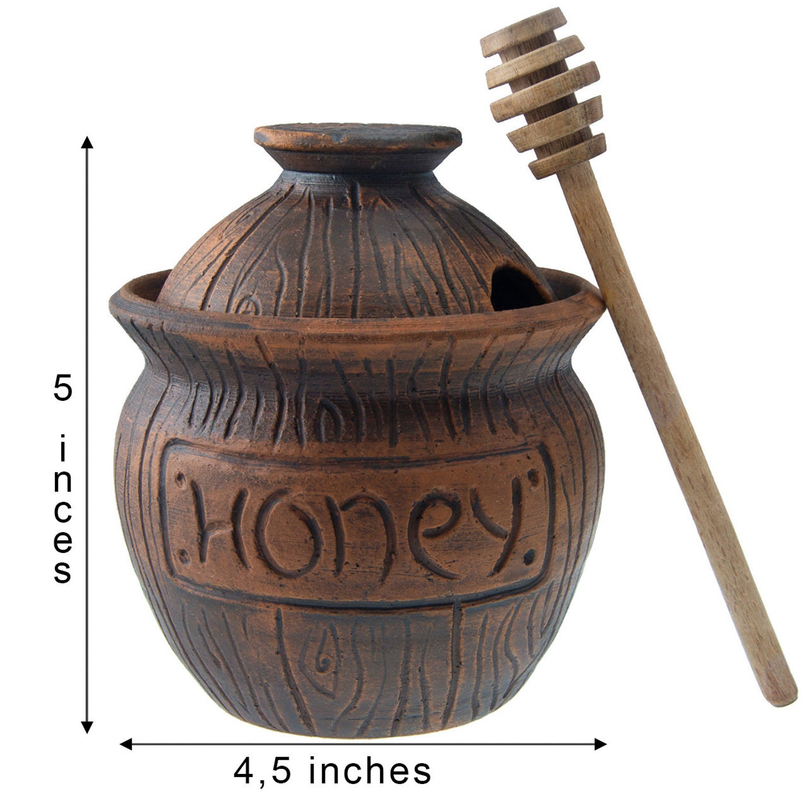 Honey Jar with a Dipper 16oz. Ceramic Honey Pot Made Out of Etsy