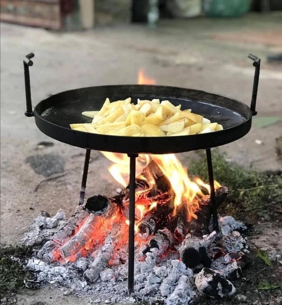 Personalized Campfire Skillet Carbon Steel Metal Campfire Pan. 16' Inches Camping  Skillet. 