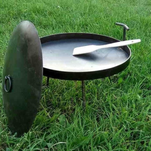 Personalized Campfire Skillet - Carbon Steel Metal Campfire pan. 16' inches Camping Skillet.