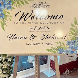 Nikkah Welcome Sign, Wedding Decor, A1, A2, A3, Personalised Wedding Sign, Welcome Wedding Board, Mehndi Board
