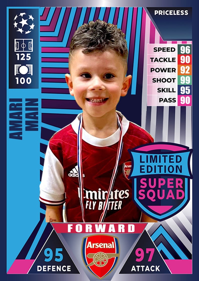 Personalised FOOTBALL Card Gift for Adults and Kids / Football Prints