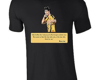 ブルース・リーのシルエットTシャツ：格闘技カンフートレーニングトップ