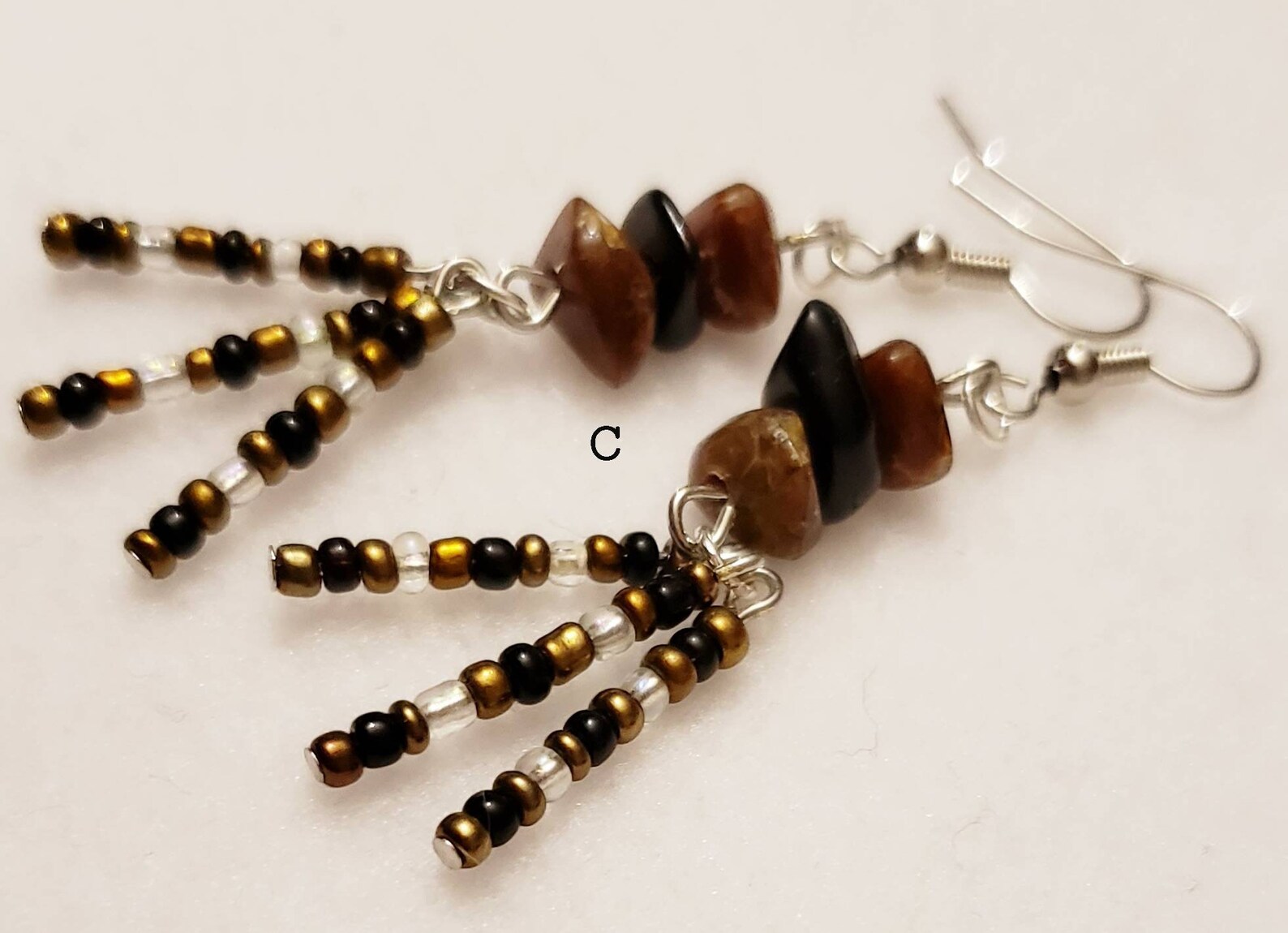 Natural Rock Beaded Earrings Rock Earrings Brown Black White Etsy