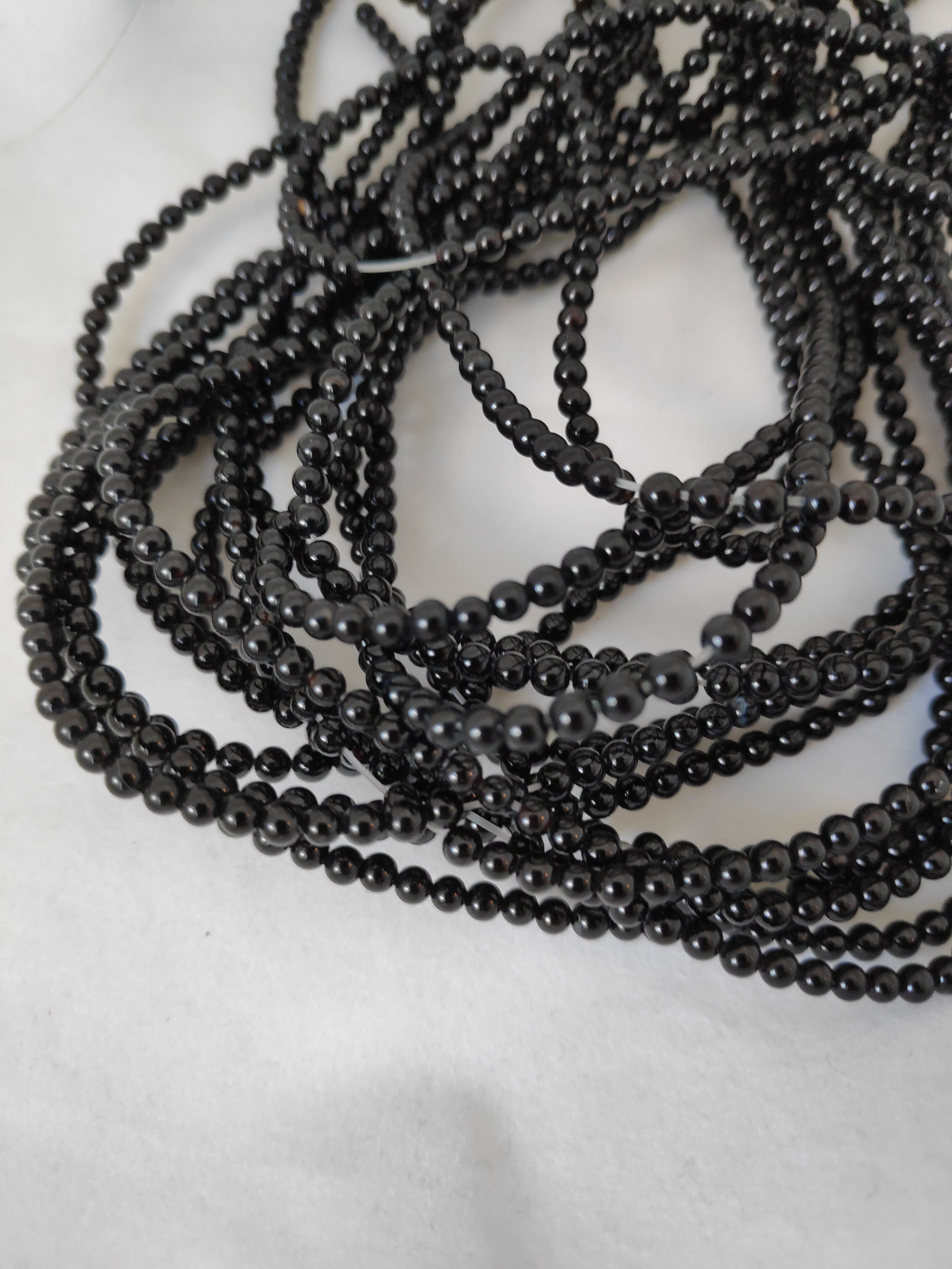 Natural Black Onyx Spacer Black Round Beads SemiPrecious Etsy