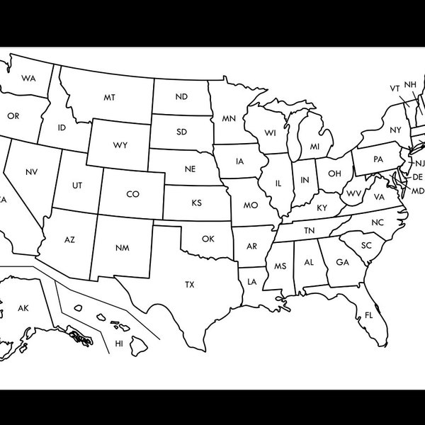 United States Sales Map / Printable Sales Map / PDF/ Business Sales Map / Colour In Map