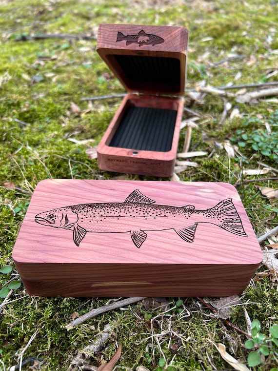 cedar fishing boxes Fly Box Clam Shell Red Cedar Steelhead Trout Engraved Custom Handcrafted in  USA - Perfect Gift (bachelor Bachelorette) for Fishing Lovers