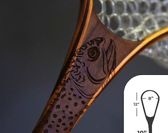 12&quot;x8” Little Dipper Natural Brook Trout Engraved Landing Net - Made in the USA (LDNABK0000)