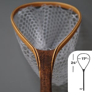 24”x17” Big Dipper Natural Brown Trout Engraved Landing Net - Made in the USA (BDNABN0000)