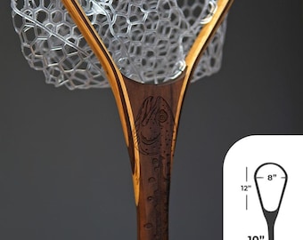 12&quot;x8” Little Dipper Natural Rainbow Trout Engraved Landing Net - Made in the USA (LDNARW0000)