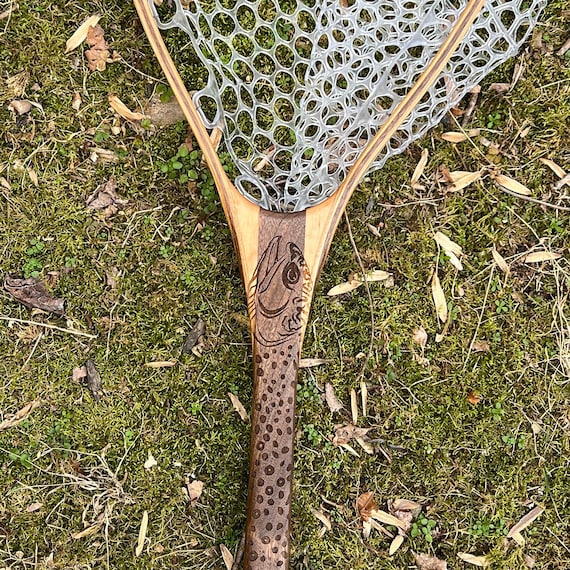 Brook Trout Engraved Custom Fish Skin Grip Engraved Wood Fly Fishing Net  Made in the USA Perfect Gift for Fly Fishing Anglers 