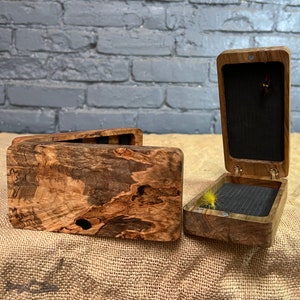 Fly Box Clam Shell Spalted Curly Maple Burl - Handmade in USA -Philadelphia PA - Perfect Gift (Bachelor Bachelorette) for Fishing Lovers