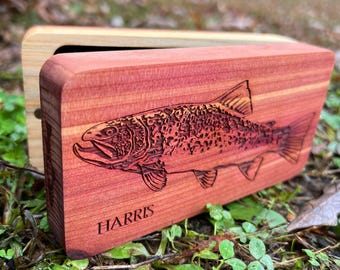 18”x14” XL Steelhead Natural Brown Trout Engraved Landing Net Gift Set - Made in the USA (XLNABNGS00)