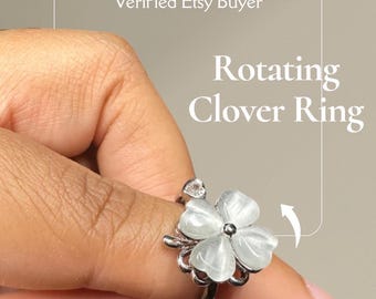 4 Leaf Clover Ring Necklace Bracelet Set, Lucky Hearts Fidget Jewelry Anti anxiety Stress relief adhd autism skin picking stimming biting
