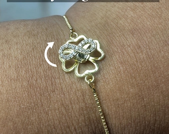 Pulsera antiestrés Infinity Dainty Spinner Joyería Alivio del estrés Ansiedad TDAH concentración mínima trébol hija madre adolescente piel pellizcarse las uñas