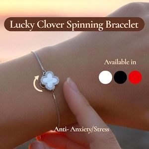 Personalized Clover Fidget Bracelet Anxiety Stress Relief worry Jewelry stim Spinner ADHD comfort boho relax woman anniversary daughter gift