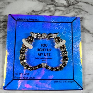 Personalized message Dragon Bracelet- gift for men women and children, anniversary, gifts for him & her set,