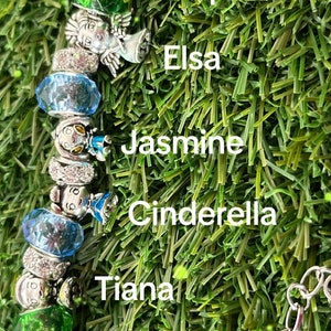 Personalized Disney Princess s925 charms Pandora style Bracelet! (Ariel, Tiana, Cinderella, Elsa, jasmine, Rapunzel)