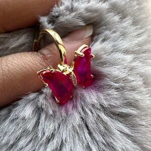 Anillo giratorio de mariposa ajustable: color de piedra natal, alivio de la ansiedad