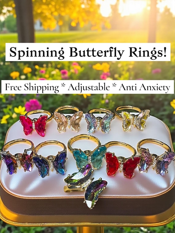 Calm Spinning Butterfly Fidget Ring Stress Relief Anxiety Autism ADHD Focus  Stim Adjustable Boho Minimalist Gift Flower Neurodivergent Her - Etsy Israel