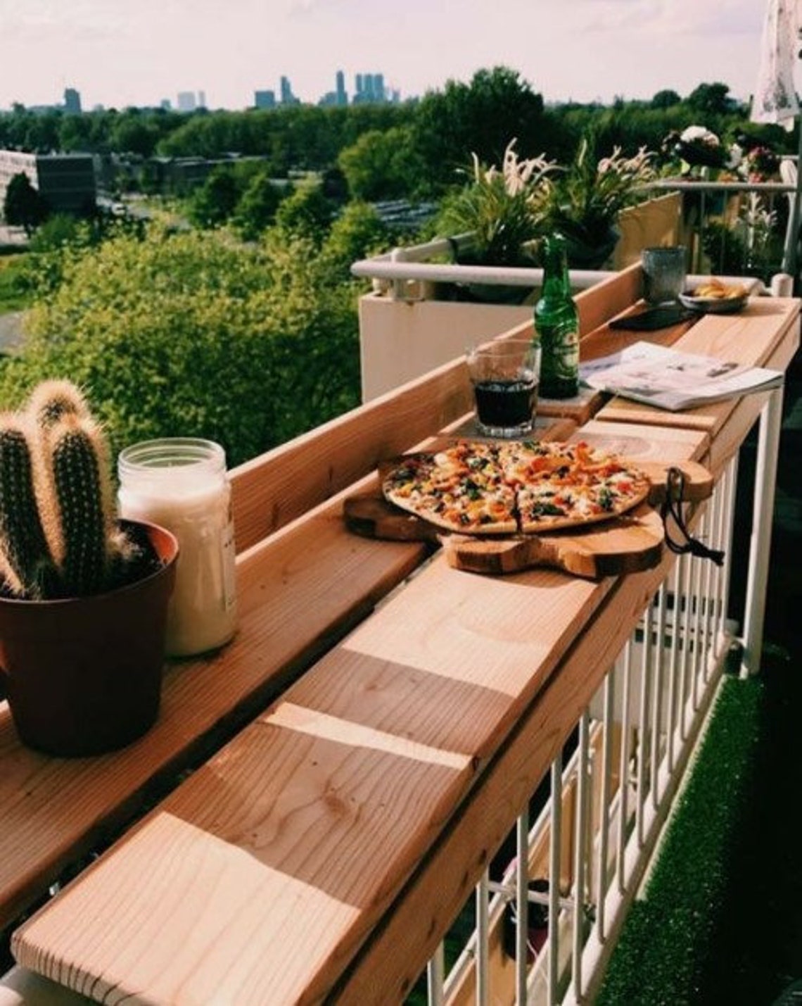 BALCONY BAR TABLE Balcony Wooden Table Natural Wood Bar Etsy