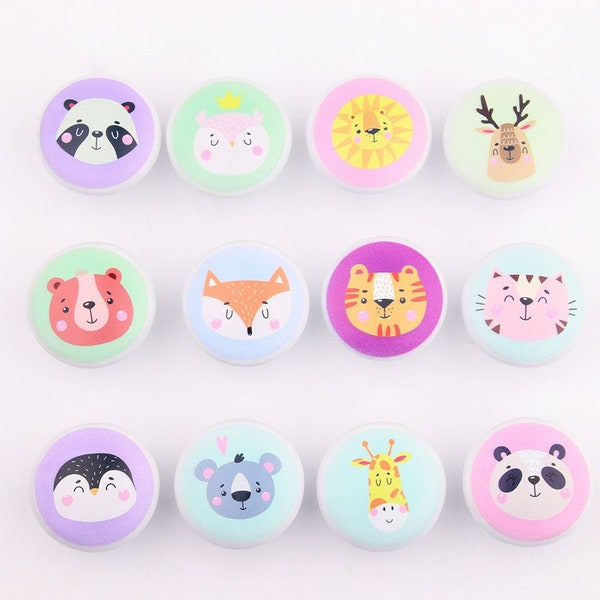 Boutons ronds pour animaux Boutons de porte pour enfants Bouton ours chat Boutons en céramique Bouton de tiroir pour commode pour enfants Boutons d'armoire Boutons décoratifs