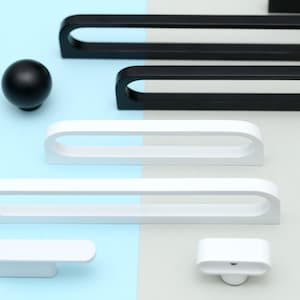 Minimalistischer Schubladenknauf, schwarz-weißer Schrankknauf, Knäufe, Garderobe, Kinderzimmer, Knäufe, Küche, Knäufe, Möbelgriffe