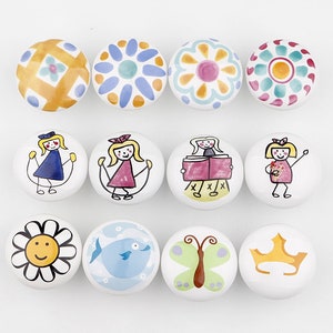 Ceramics Flower Knob Handle, Nursery Knob Handle, Ceramic Knobs Kids Dresser Drawer Knob Cabinet Knobs Decorative Knobs