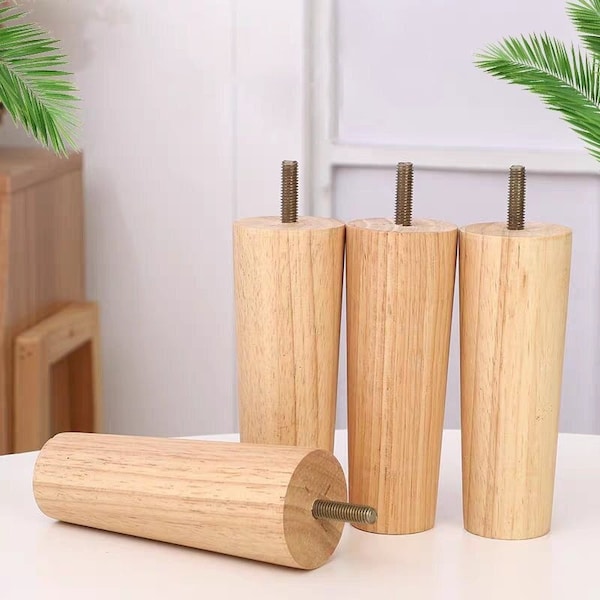 4x Natur Holz Möbelfüße, Holz Schrankfüße, Sofafüße, IKEA Beine, Ersatzfüße, Tischbeine, Schreibtischfüße