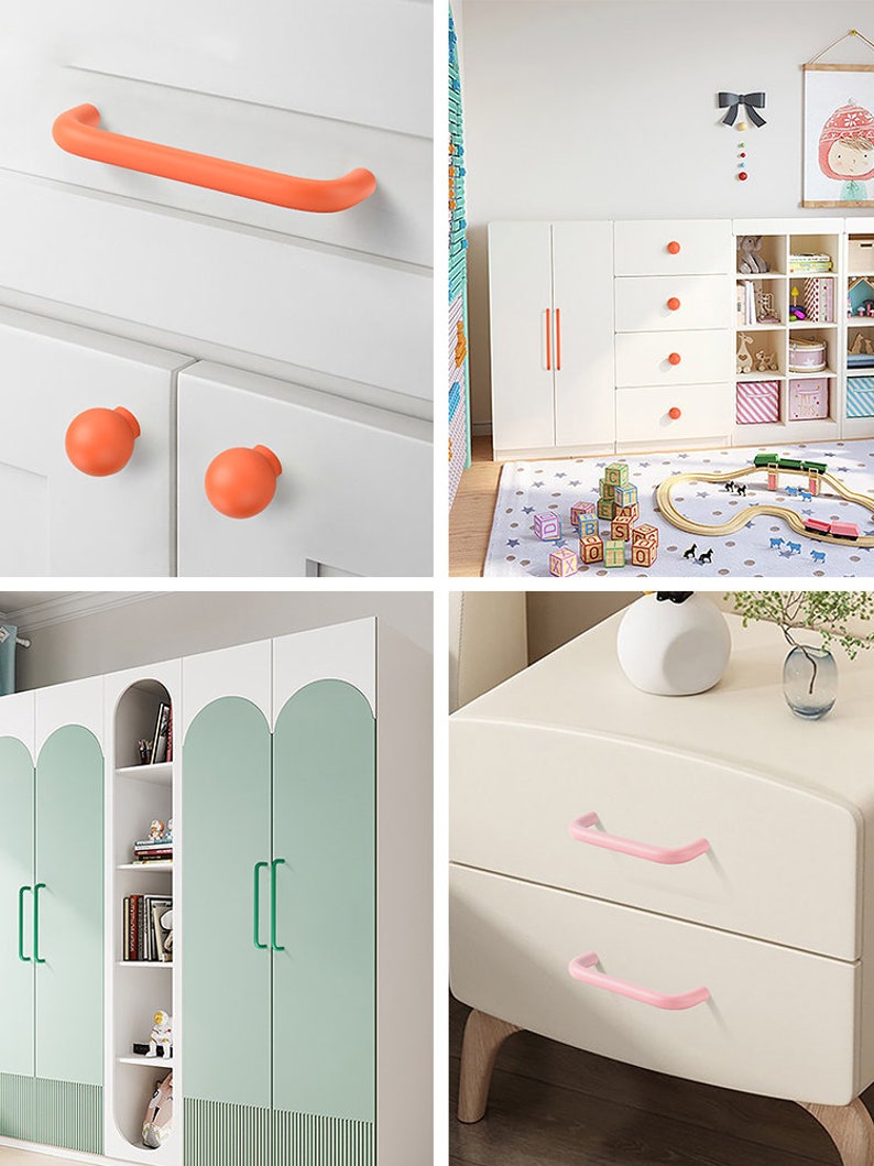 Boutons d'armoire minimalisme Poignées de tiroir colorées Poignée IKEA, boutons de tiroir pour enfants, poignées d'armoire de cuisine poignées de commode image 8