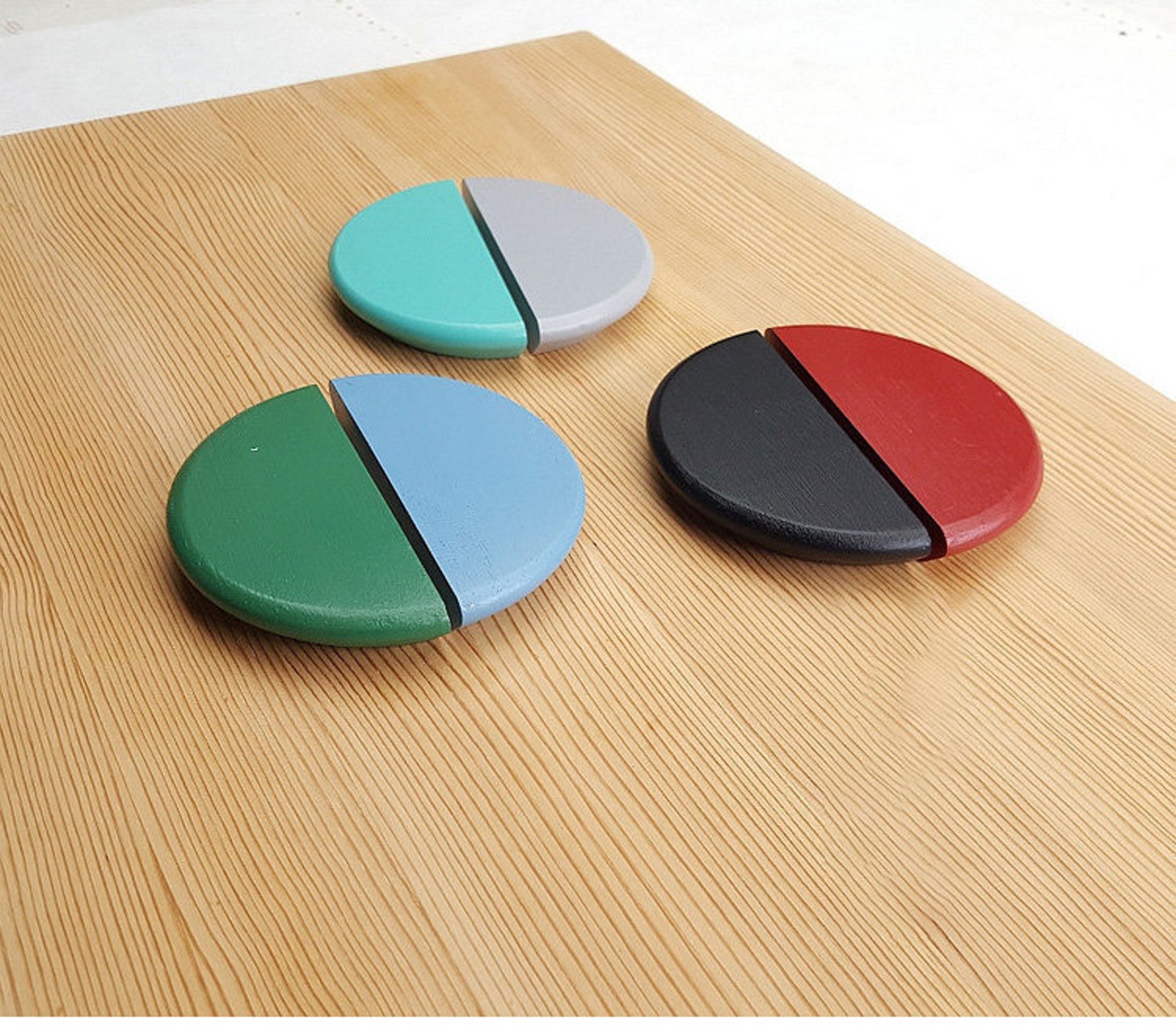 Colorful Semicircle Wood Knobs Handle Pull Dresser Etsy