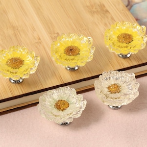Dried flower cabinet knobs handles, Transparent flower dresser knobs, Wildflower drawer knobs handles, Cabinet Hardware