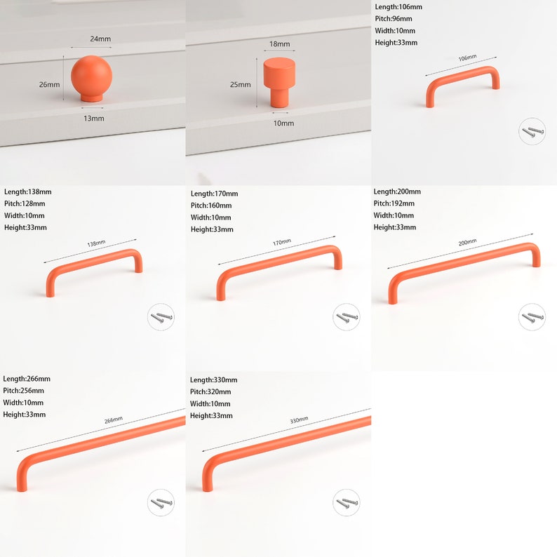 Boutons d'armoire minimalisme Poignées de tiroir colorées Poignée IKEA, boutons de tiroir pour enfants, poignées d'armoire de cuisine poignées de commode image 2