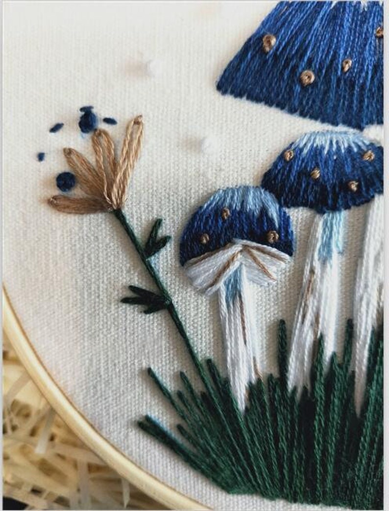 gift for her DIY craft mushroom embroidery kit beginner hoop art nature embroidery kits mushroom embroidery diy kit Mothers Day IP169