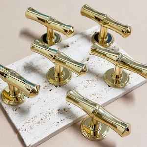 Bright gold drawer pulls Bamboo cabinet knobs handle pull Cupboard drawer handle pull Art dresser cupboard Kitchen knobs Pulls Handles