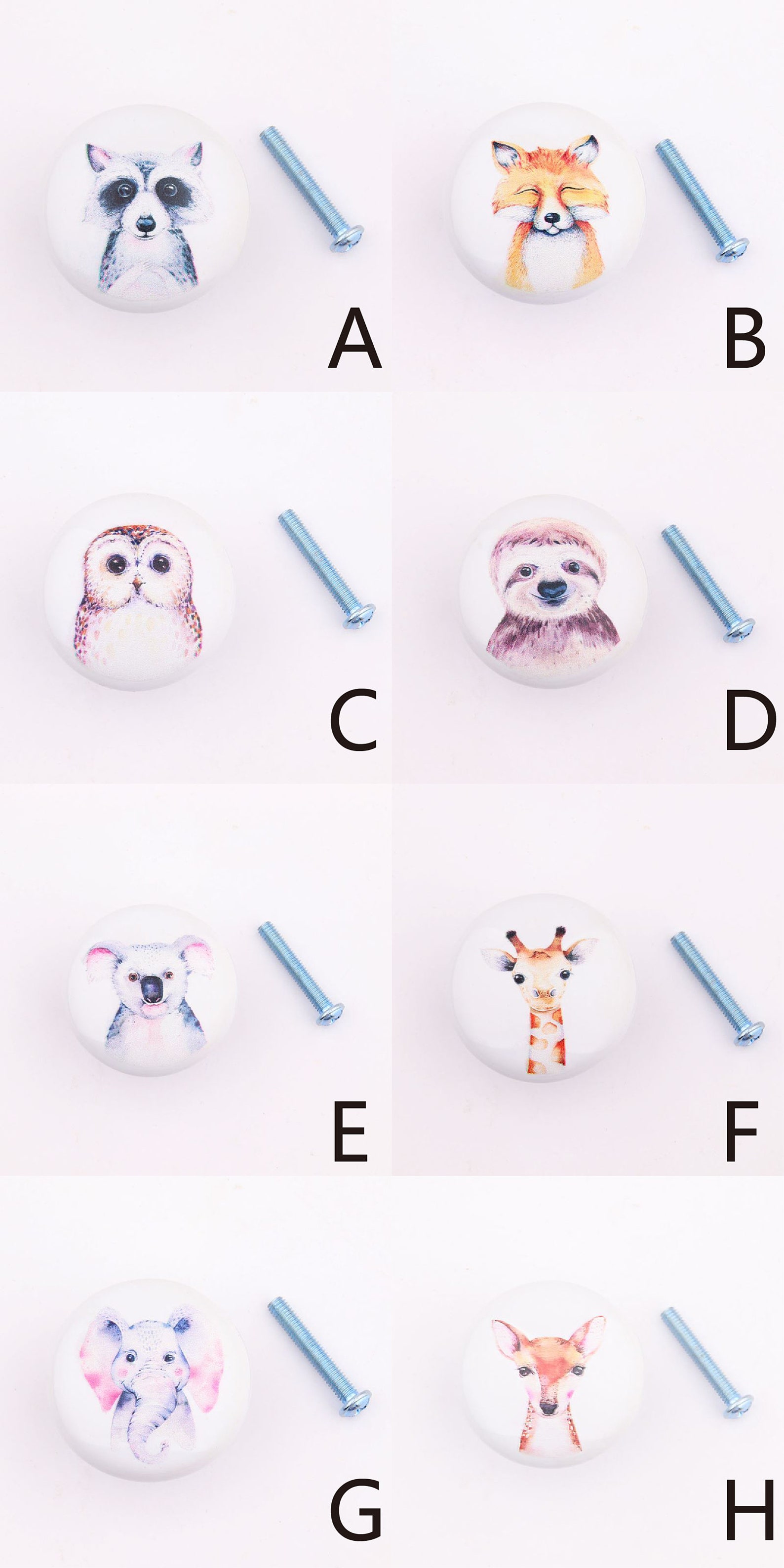 Round Animal Knobs Children's Door Knobs Fox Owl Knob Etsy